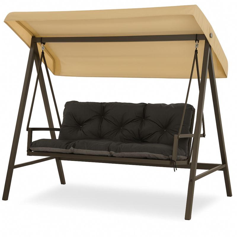 Poduszka Ogrodowa na Huśtawkę 3-os, Setgarden, 150x50x50cm, Czarna Poduszka na ławkę z troczkami,Svinge 1szt