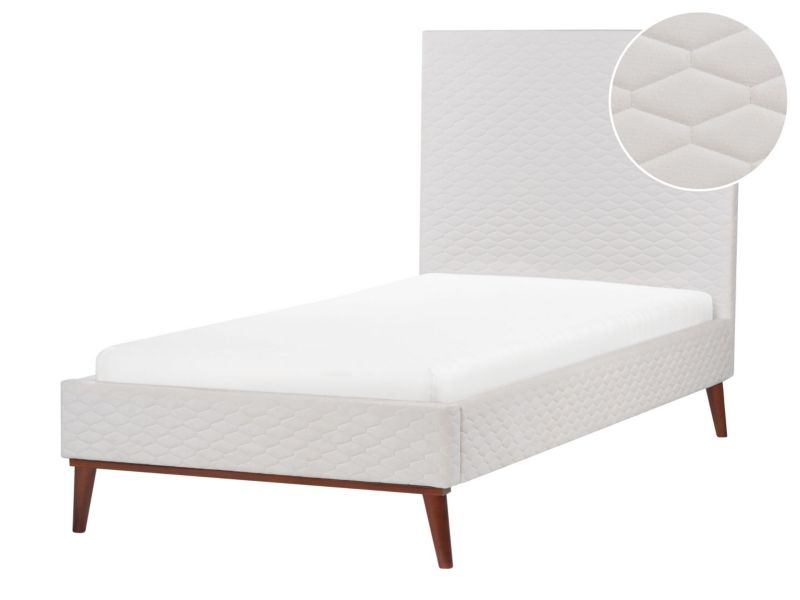 Łóżko welurowe 90 x 200 cm złamana biel Bayonne 1 szt.