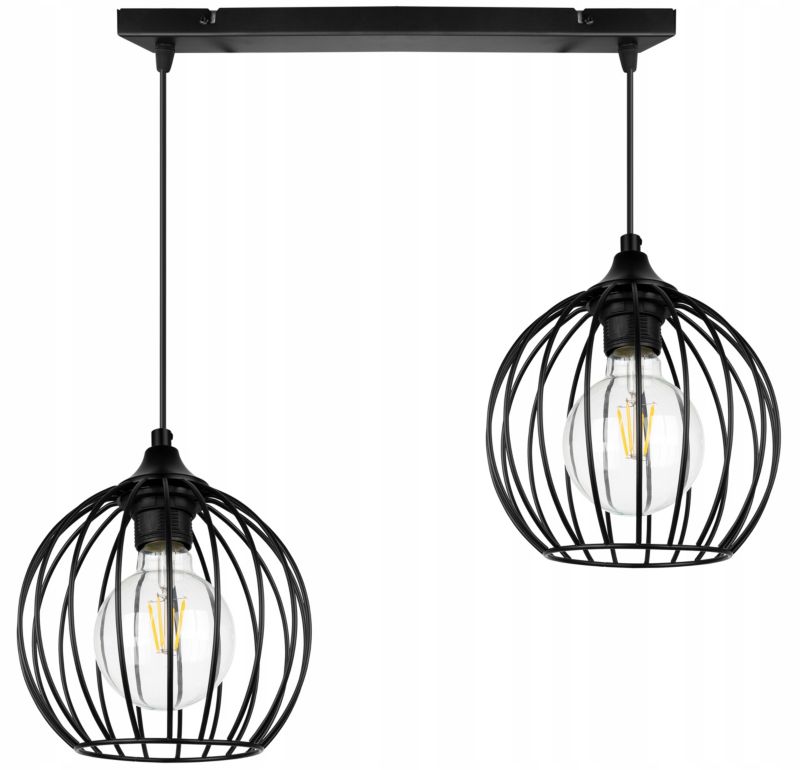 Lampa sufitowa wisząca Light Home LH Toronto prosta 2x E27 60W druciak czarny 1szt.