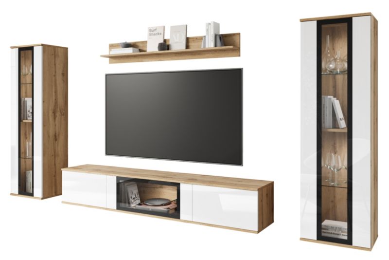 Meblościanka MINIO go for it FARO dąb wotan/biały połysk, 1 szt.