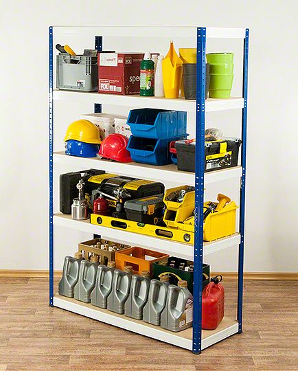 Regał metalowy MODO24 magazynowy niebiesko-biały helios 213x150x35cm 5 półek po 275 kg 1 szt.