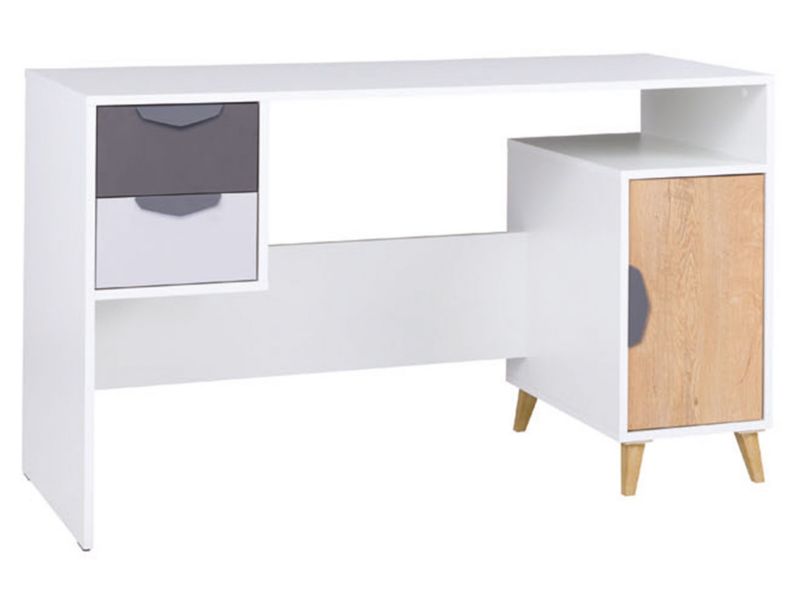 Biurko MIRJAN 24 Joker 13 biały + grafit/szary/dąb lefkas 1 szt.