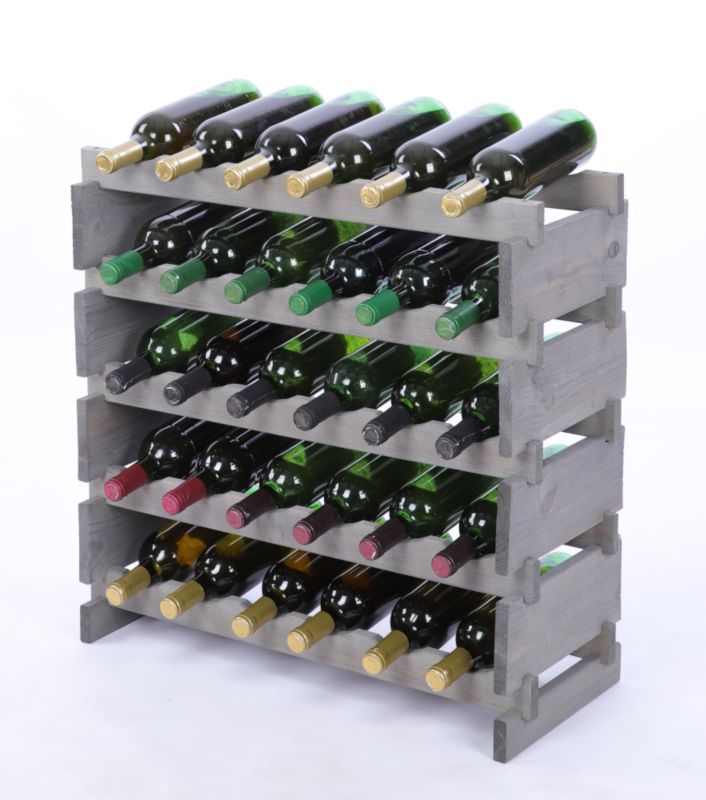 Stojak na wino MODO24 regał modułowy na butelki 5 leżni x 6 butelek montaż bez narzędzi impregnacja szara 1 szt.