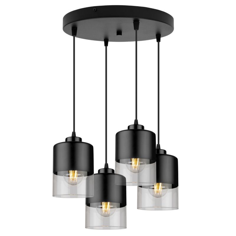 Lampa sufitowa wisząca Light Home LH Roma okrągła klosz szklany 4x E27 60W czarny 1szt.