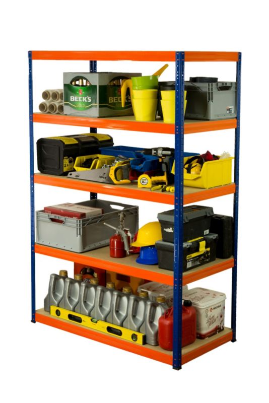 Regał metalowy MODO24 magazynowy stojak niebiesko-pomarańczowy helios 180x150x60cm 5 półek po 275 kg 1 szt.