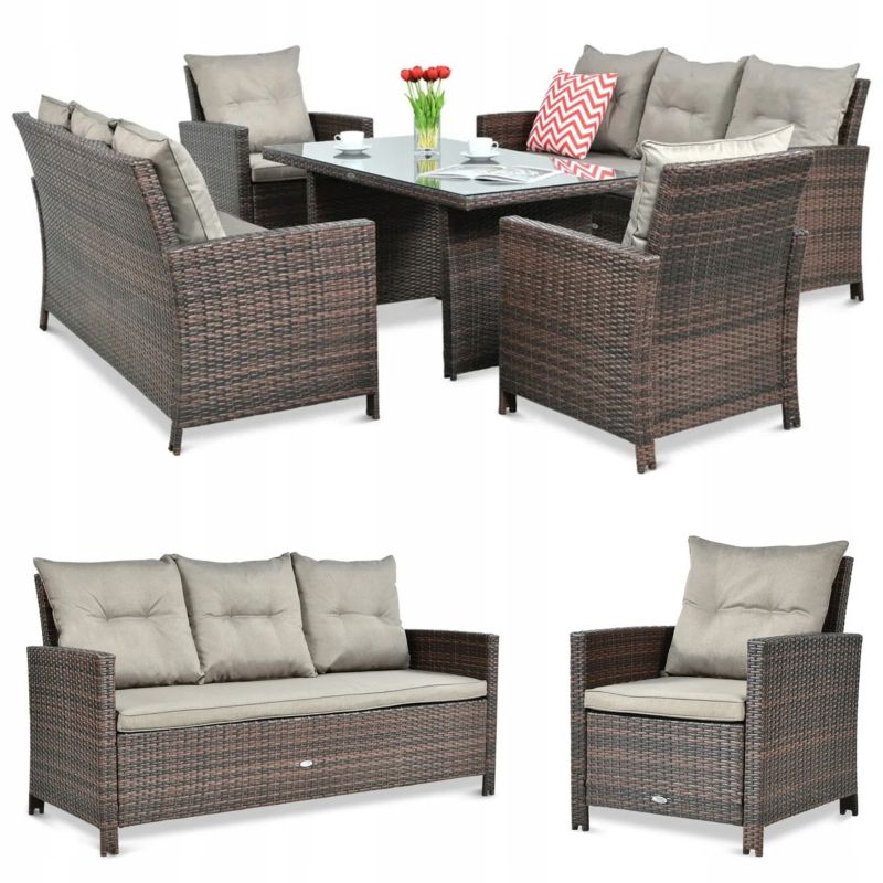 Zestaw Mebli Ogrodowych Focus Garden Technorattan Ibiza Family Sofa Stół 2x Fotel Taras 1 szt