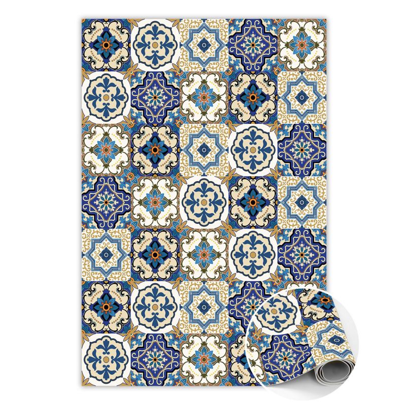 Dywan Tulup Wewnętrzny Dekoracyjny 140x210 cm Portugalskie kafle Mata dywanowa Dekoracyjna 1 szt.