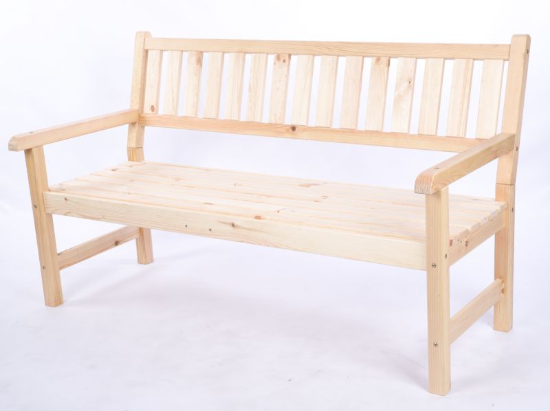 Ławka ogrodowa drewniana MODO24 z oparciem i podłokietnikami trzyosobowa 90 x 154 x 70 cm naturalna 1 szt.