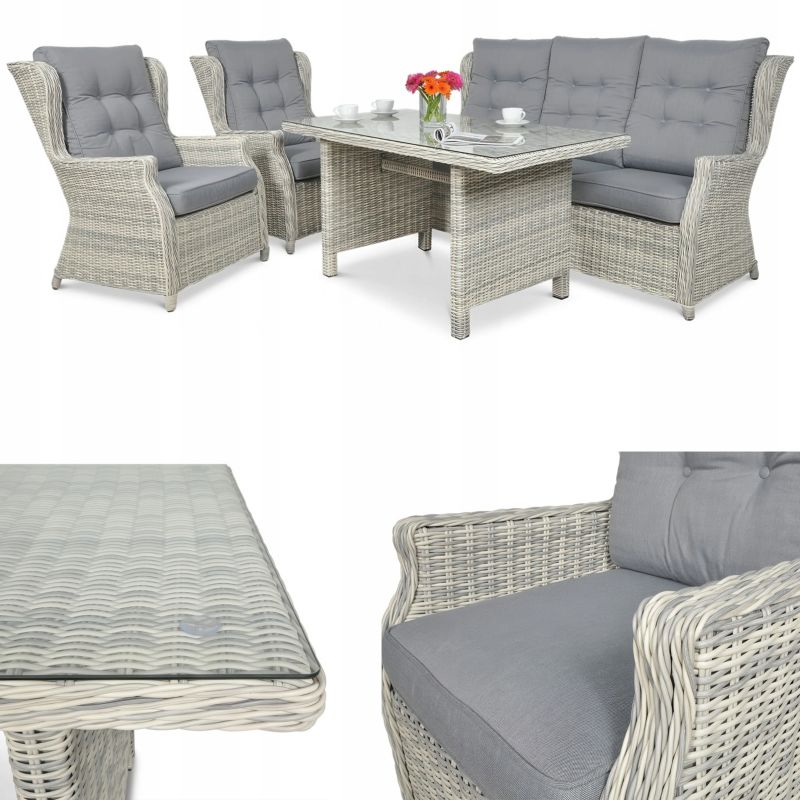 Zestaw Mebli Ogrodowych Technorattan TRIVENTO Sofa 2xFotel Stół 1 szt