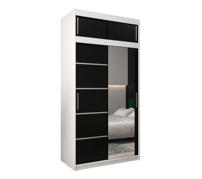 Szafa przesuwna Abiks Verona 2 120 biały + czarny z nadstawką 1 szt.