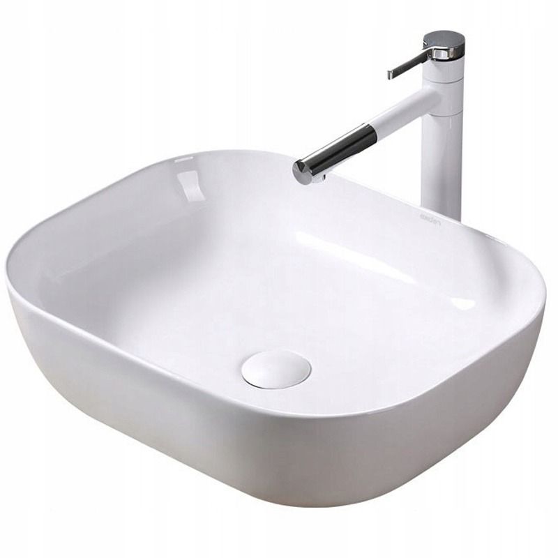 Umywalka nablatowa Rebiko prostokątna ceramiczna na blat biała 1 szt.