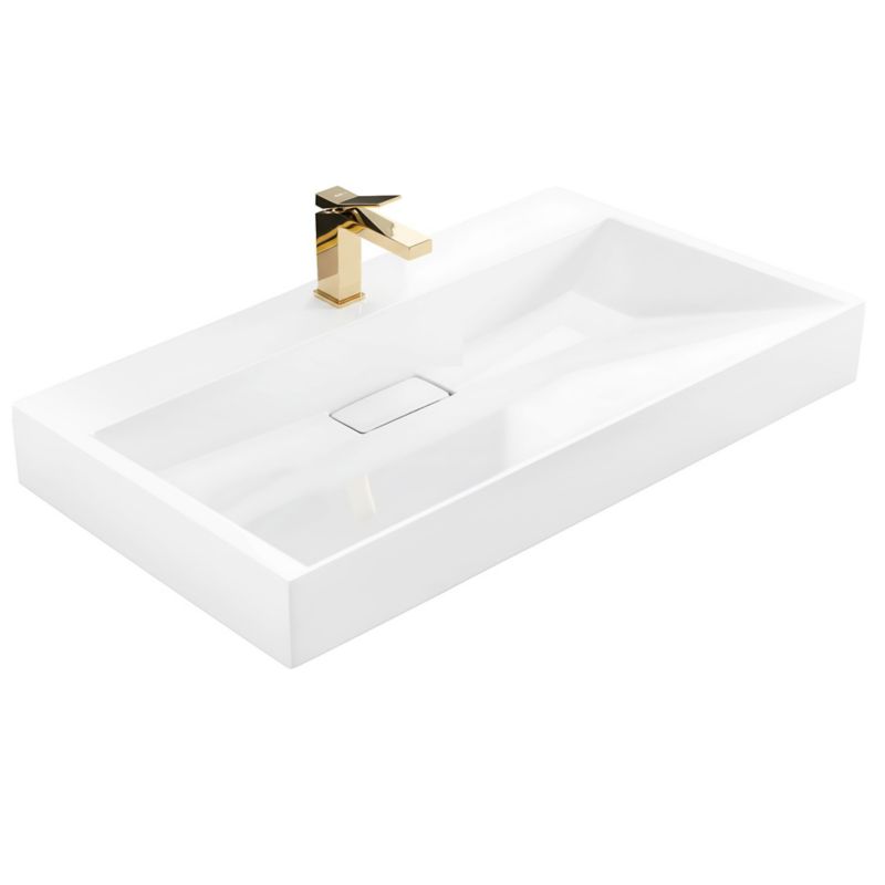 Umywalka Nablatowa Rea Konglomeratowa Goya 100 Biały 100X46X10Cm 1Szt