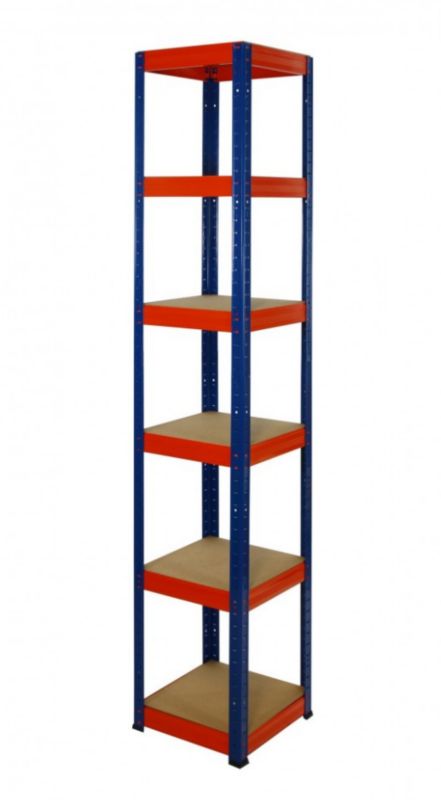 Regał metalowy MODO24 magazynowy niebiesko-pomarańczowy helios 213x30x30cm 6 półek po 175 kg 1 szt.