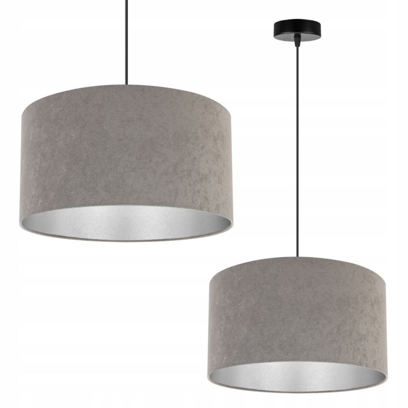 Lampa sufitowa wisząca Light Home LH Mediolan Welur 1x E27 60W zimny szary/srebrny 35cm 1szt.