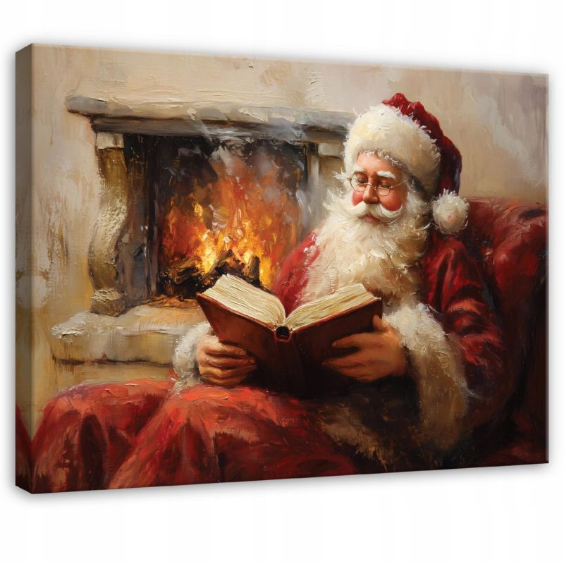 Obraz WALLARENA Do Sypialni Salonu Na Płótnie Mikołaj Święta Świąteczny Brązowy 120x80 cm PP16293O20 1 szt.