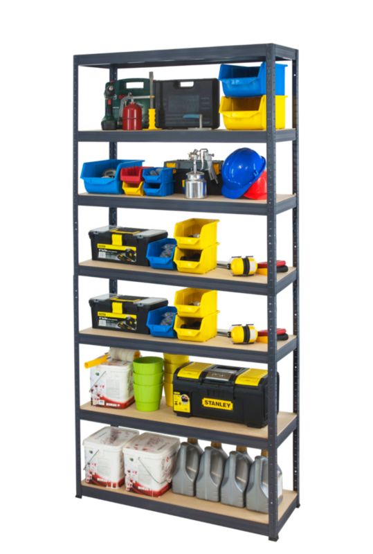 Regał metalowy MODO24 magazynowy grafit premium helios 270x180x50cm 7 półek po 175 kg 1 szt.