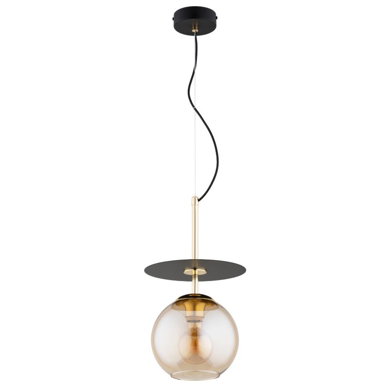 Lampa wisząca bursztynowa kula na sticku Alfa QEENCY czarna 1xE27x15W IP20 wym:85x23x23cm - 1 szt.