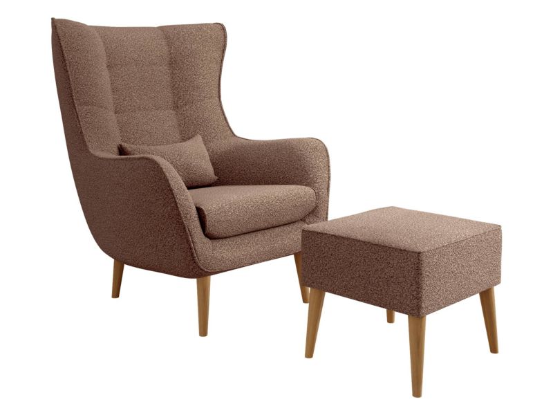Fotel MIRJAN 24 Estjano Boucle z podnóżkiem czekoladowy 1 szt.