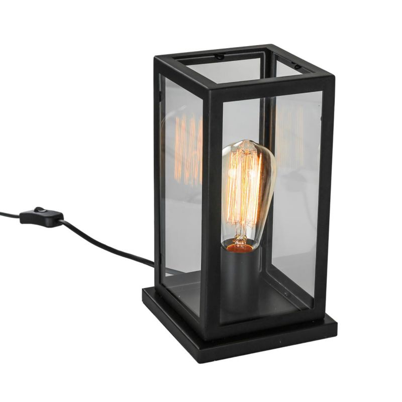 Lampa stołowa Italux Laverno czarno-przezroczysty 1 x E27 x 60W IP20 wym: 26.5 x 15 x 15 cm szkło - 1 szt.