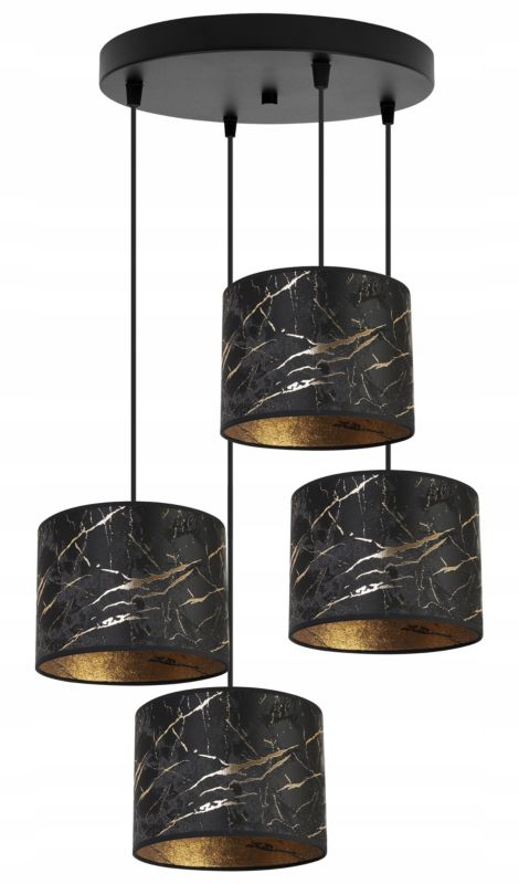 Lampa sufitowa wisząca okrągła Light Home LH Werona 4x E27 60W czarny/złoty 1szt.