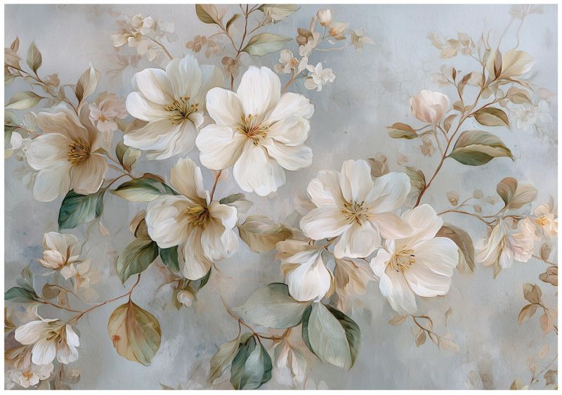 Fototapeta WALLARENA Do Sypialni Salonu Na Flizelinie Kwiaty Retro Vintage Beżowy 250x175 cm 16452VX5 1 szt.