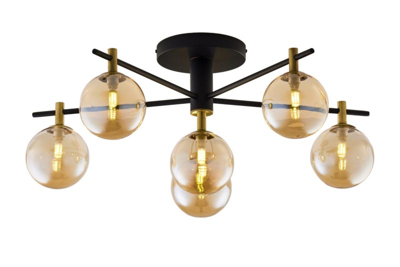 Lampa sufitowa Jupiter FIGARO czarno-złoto-bursztynowa 6xG9x8W IP20 - 1 szt