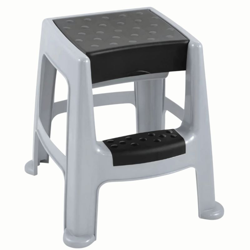 Drabinka stołek ze schowkiem Kamai szara 1szt.