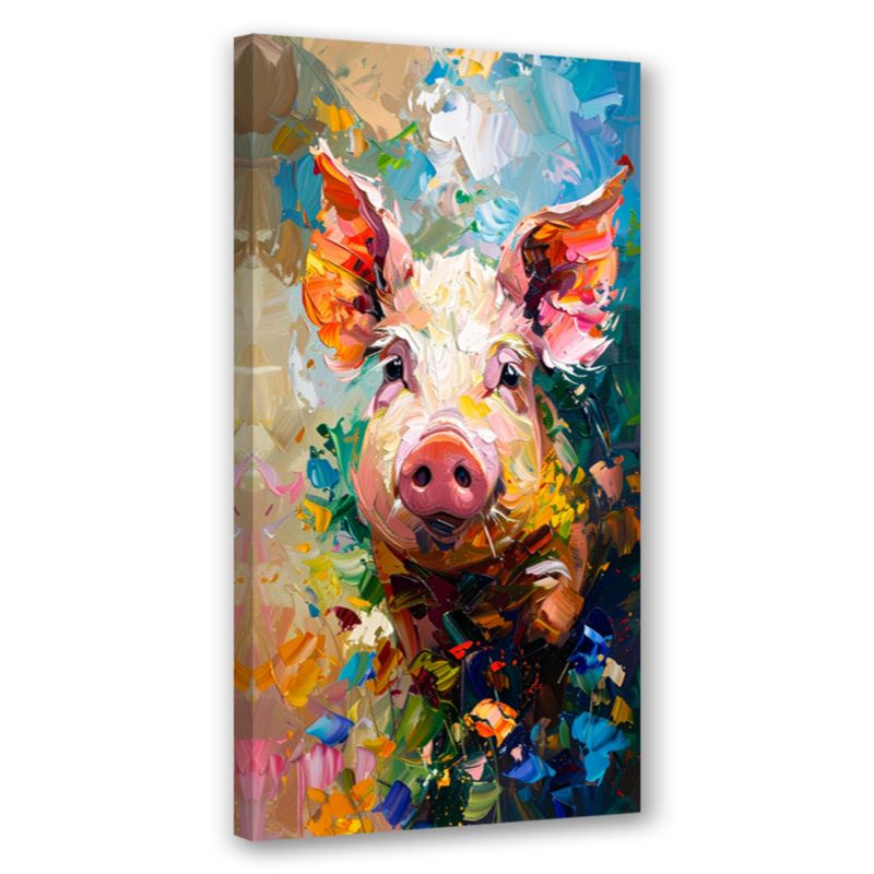Obraz na płótnie do kuchni salonu Feeby Kolorowa Świnia farba olejna 60x120cm 1szt