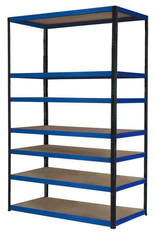 Regał metalowy MODO24 magazynowy czarno-niebieski helios 270x180x30cm 7 półek po 275 kg 1 szt.