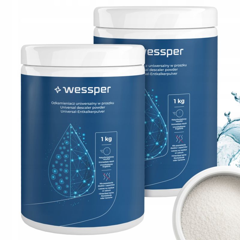 Odkamieniacz, Wessper, do czajnika, ekspresu, armatury, w proszku, uniwersalny, 2kg, zestaw 2x1kg, 2 szt