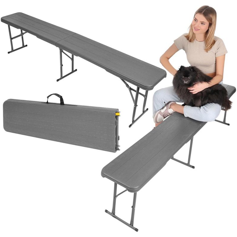 Ławka Saska Garden cateringowa bankietowa składana 183-28-43cm deska Woodland ciemny szary 1szt.