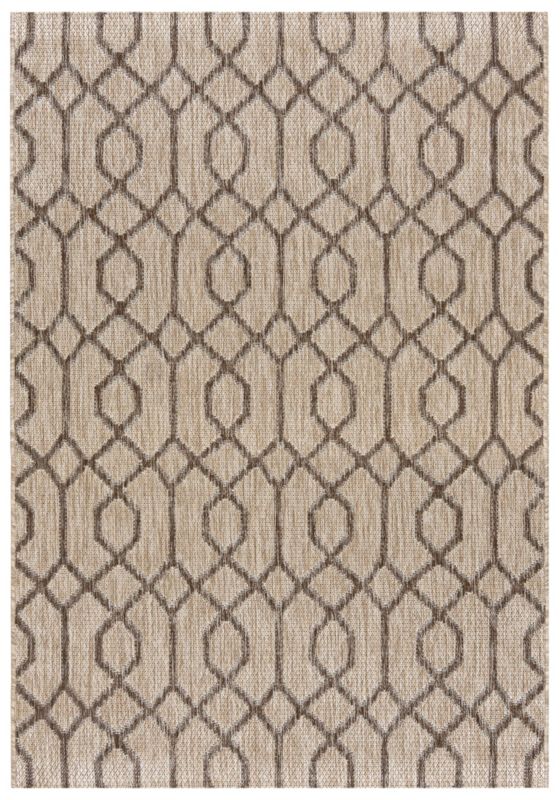 Dywan zewnętrzny/wewnętrzny geometryczny Fermo Corda Mazovia 160x230cm wodoodporny na balkon, taras, beżowy, kremowy 1 szt.