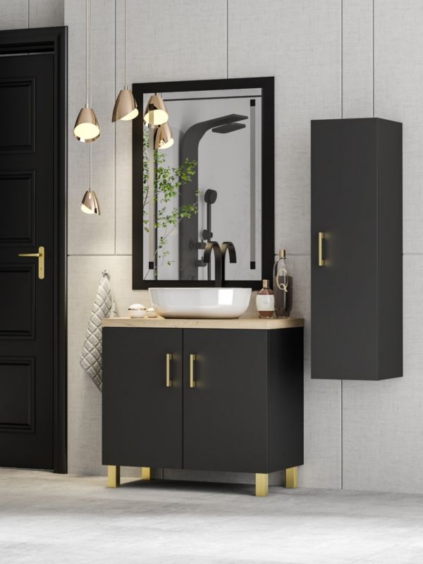 ZESTAW MEBLI ŁAZIENKOWYCH 80 szafka umywalka słupek w. (W7) + BLANCO 1 szt