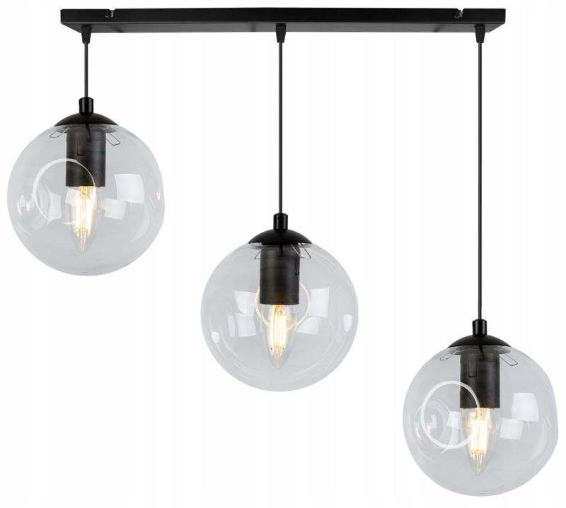 Lampa sufitowa wisząca Light Home LH Monako 3x E27 60W czarny/bezbarwny 1szt.