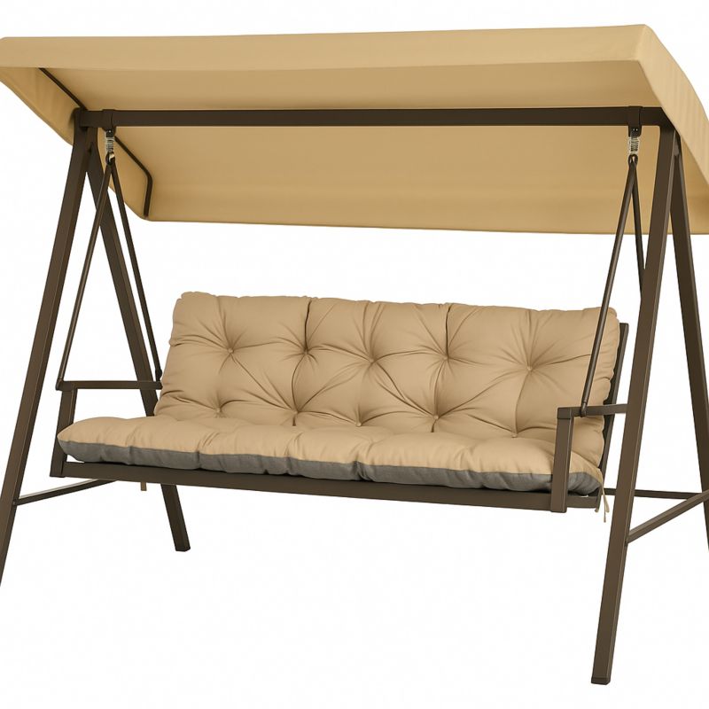 Poduszka Ogrodowa na Huśtawkę 3-os, Setgarden, 120x60x50cm, Beżowa Poduszka na ławkę z troczkami,Svinge 1szt