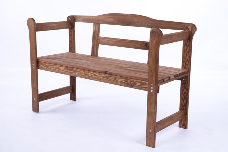 Ławka drewniana MODO24 z oparciem dwuosobowa 78 x 116 x 43 cm impregnowana brązowa 1 szt.