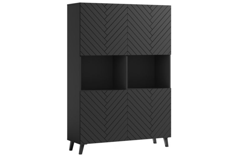 Szafka RTV MINIO go for it LOKET 160, czarny/czarny MDF wzór M3, 1 szt.