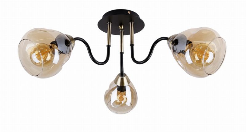 Lampa sufitowa Candellux Unica czarno-złota wym: 26 x 64 x 64 cm 3xE27 x 40W 1 szt.