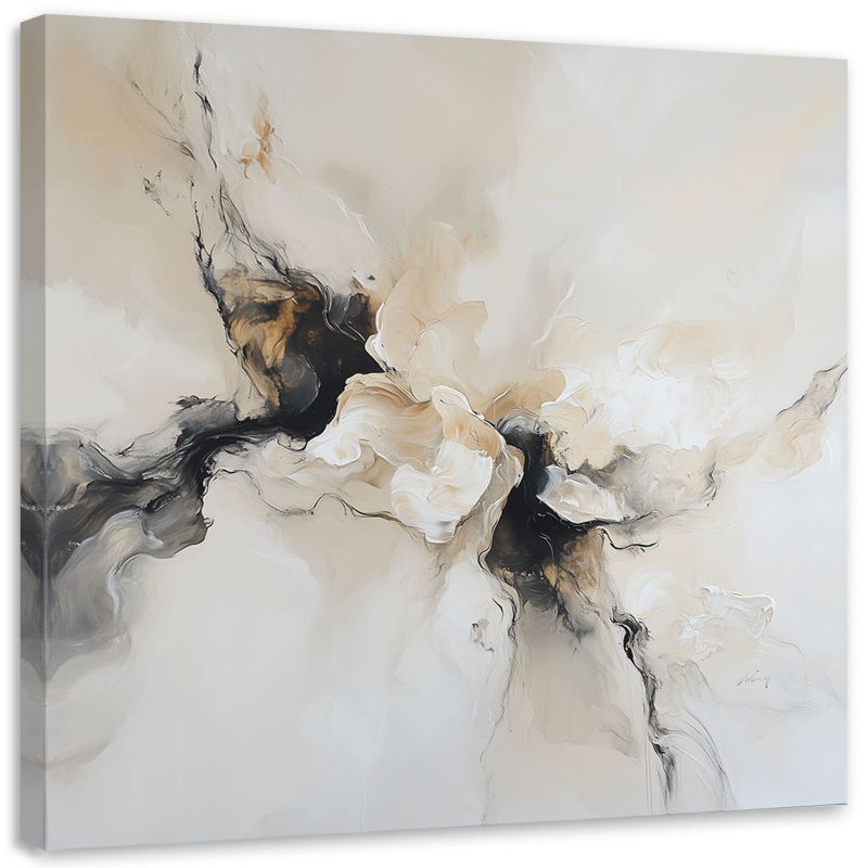 Obraz na płótnie Feeby Abstrakcja beżowy czarny imitacja farby 60x60cm 1szt