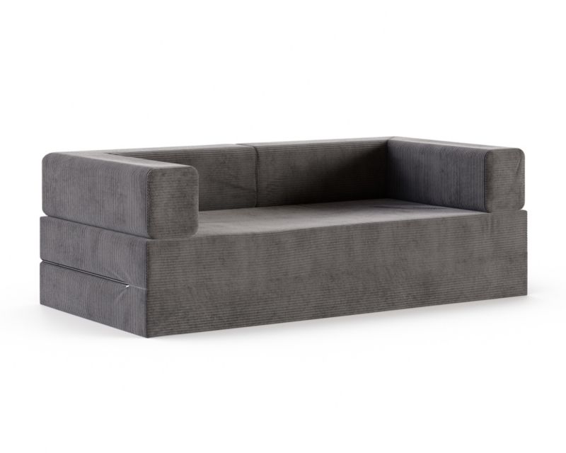 Sofa ŚPIJZDROWO sofka rozkładana FLIP grafitowa sztruks 200x200x20 cm 1 szt.