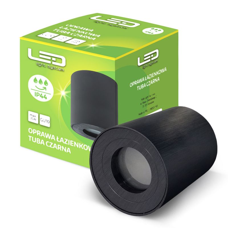 Oprawa Sufitowa tuba LLS 1xGU10 czarna IP44 1szt.