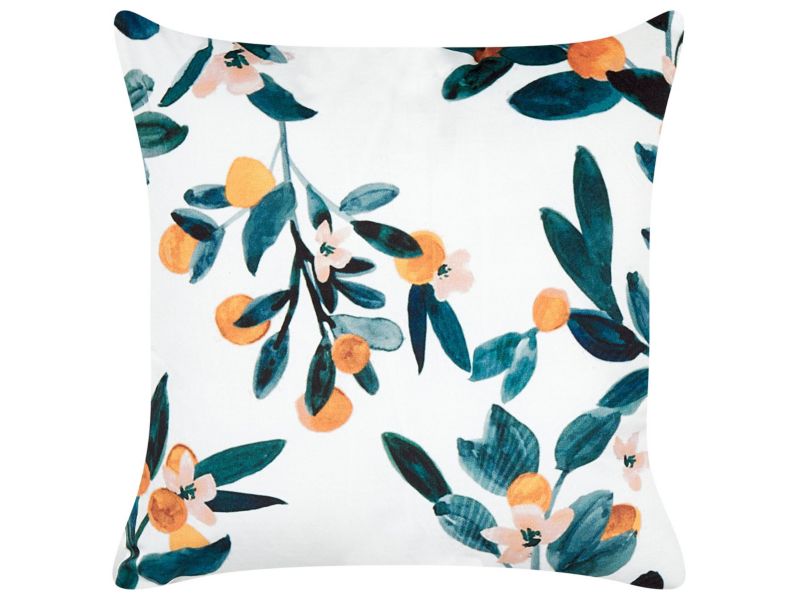 Poduszka dekoracyjna Knautia Welur 45 x 45 cm Roślinny Biały 1 szt.