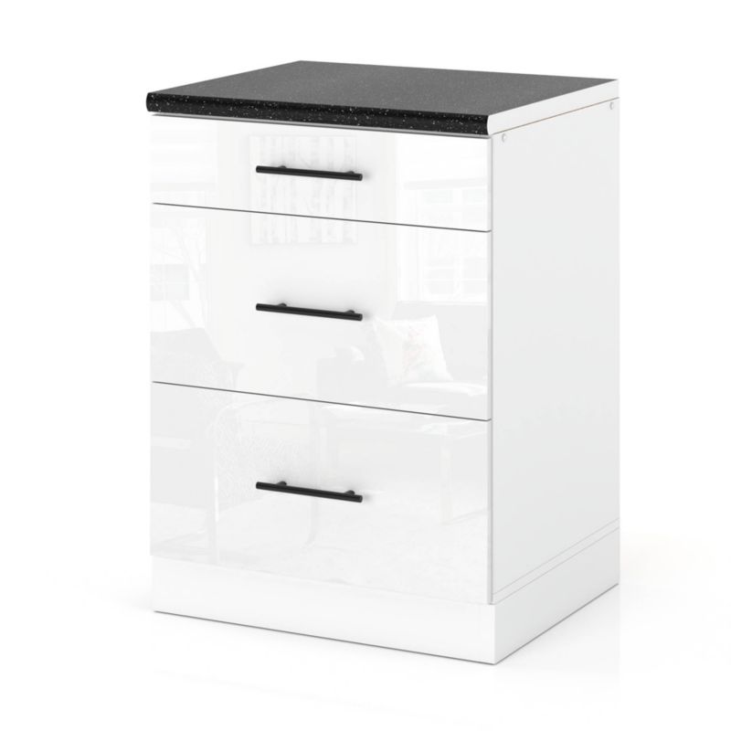 Szafka Kuchenna Hurtownia-Mebli Stojąca Z Szufladami D60S3 MET sPremium 60cm Biały Mat Biały Połysk 60x52x85 cm 1szt.