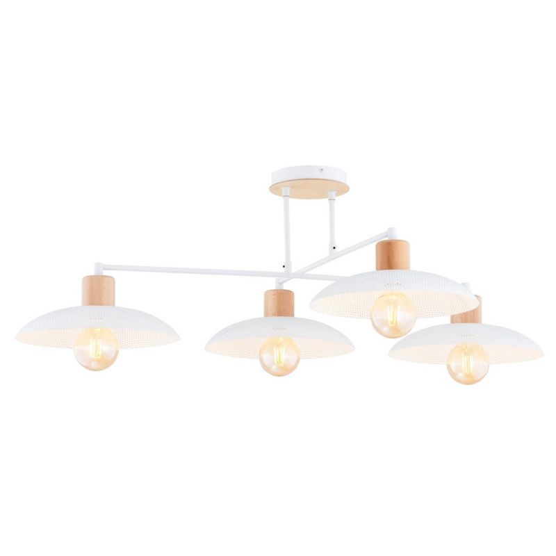Lampa sufitowa Emibig Kobe biała jasne drewno wym: 30 x 100 x 100 cm 4xE27 x 15W 1 szt.