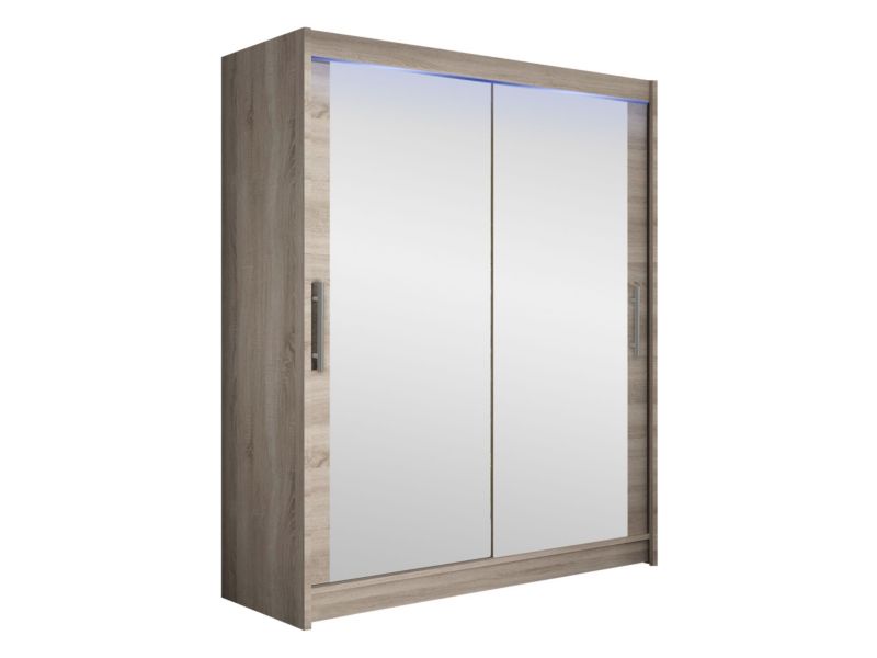 Szafa MIRJAN 24 z drzwiami przesuwnymi Presto XI z oświetleniem RGB trufel/lustro 1 szt.