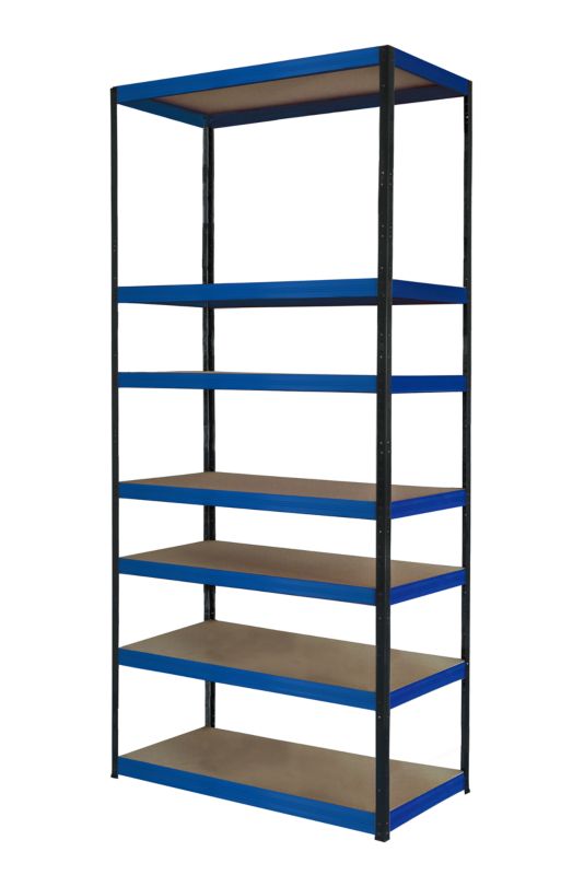 Regał metalowy MODO24 magazynowy czarno-niebieski helios 270x75x50cm 7 półek po 175 kg 1 szt.