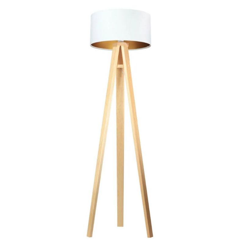 Lampa Bps Koncept stojąca HOME 40 biała/złota/sosna 1 szt