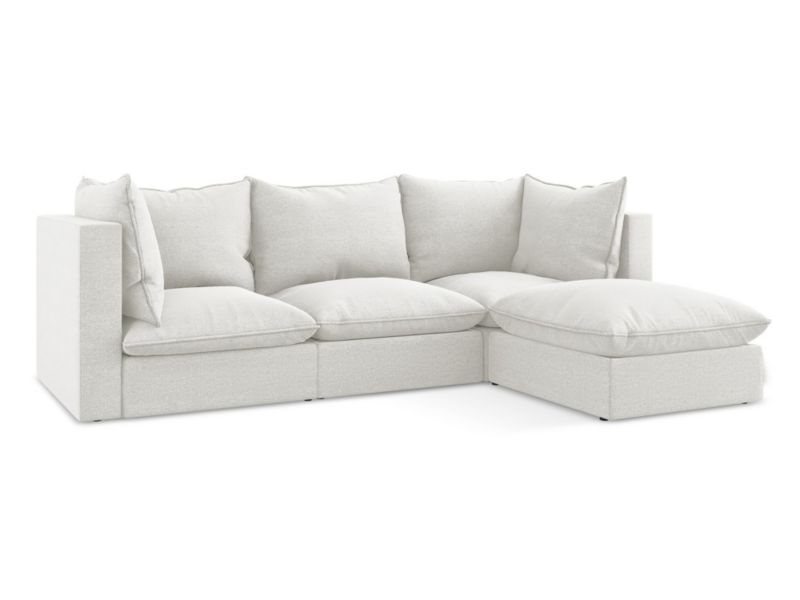 Narożnik prawostronny LaMiaSofa RAVENNA z tkaniny bouclé 255x165 cm biały 1 szt.