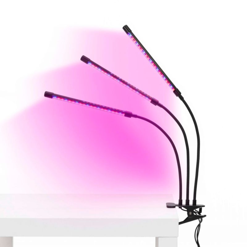 Lampa do wzrostu roślin Springos z 3 panelami LED timerem, klipsem, usb 1 kpl.