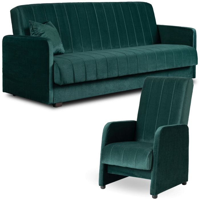 Zestaw Wypoczynkowy Porto Mebel Elite Sofa i Fotel Zielony 1 kpl